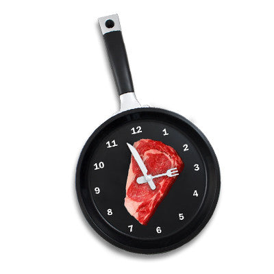 MI-1919AS  FRYING PAN CLOCK WITH STEAK GRAPHIC