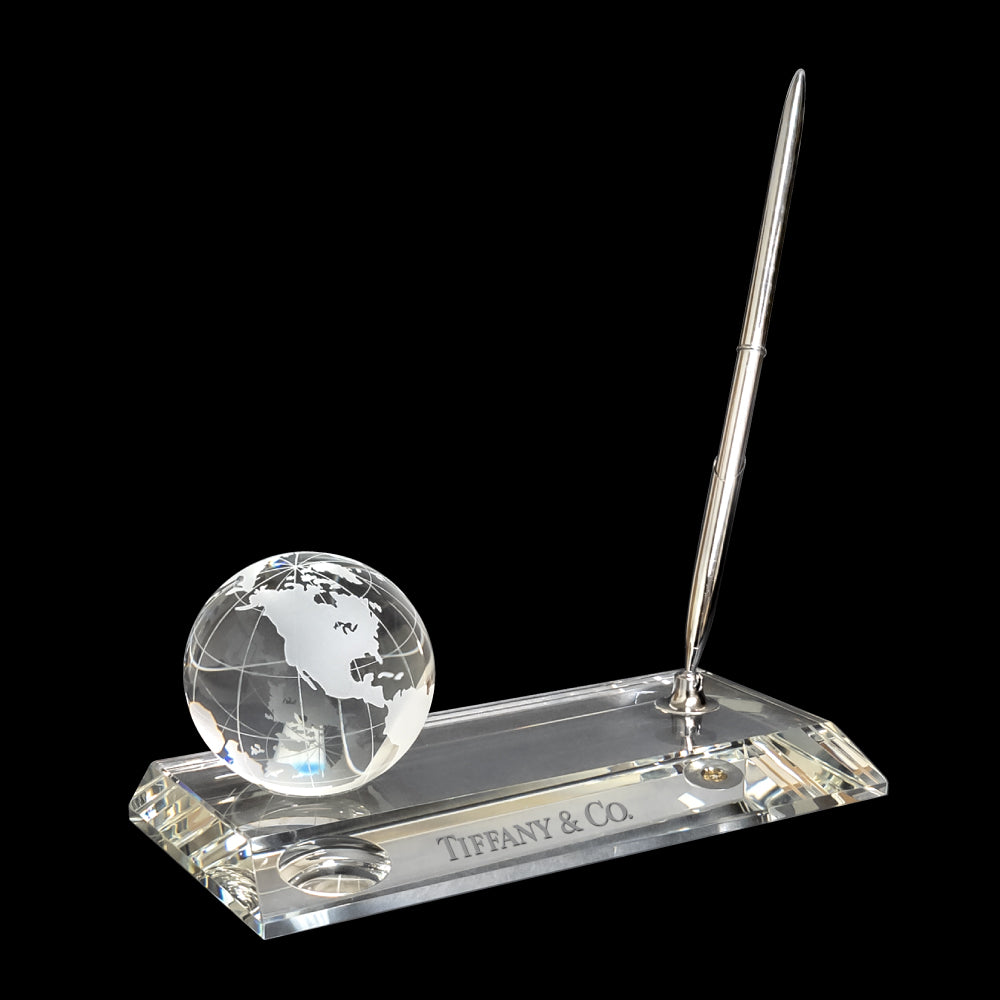 C-105  CRYSTAL GLOBE PEN STAND SET