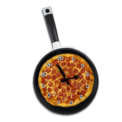 MI-1919AP  FRYING PAN CLOCK WITH PIZZA GRAPHIC
