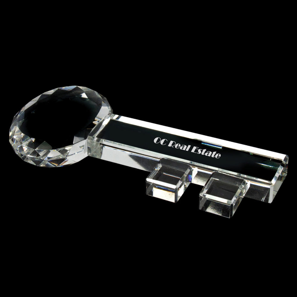 C-1052  CRYSTAL KEY PAPERWEIGHT