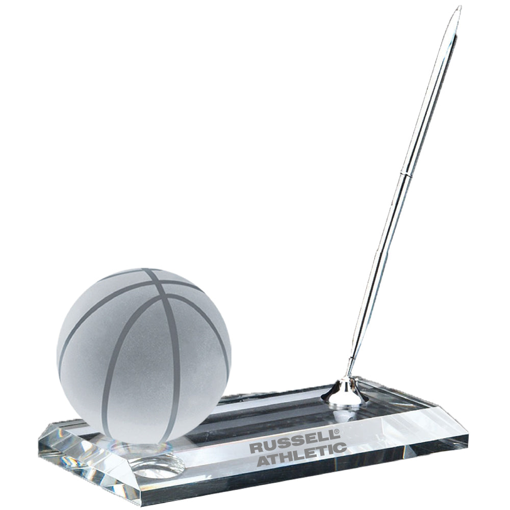 C-105 BK  CRYSTAL BASKETBALL PEN STAND SET