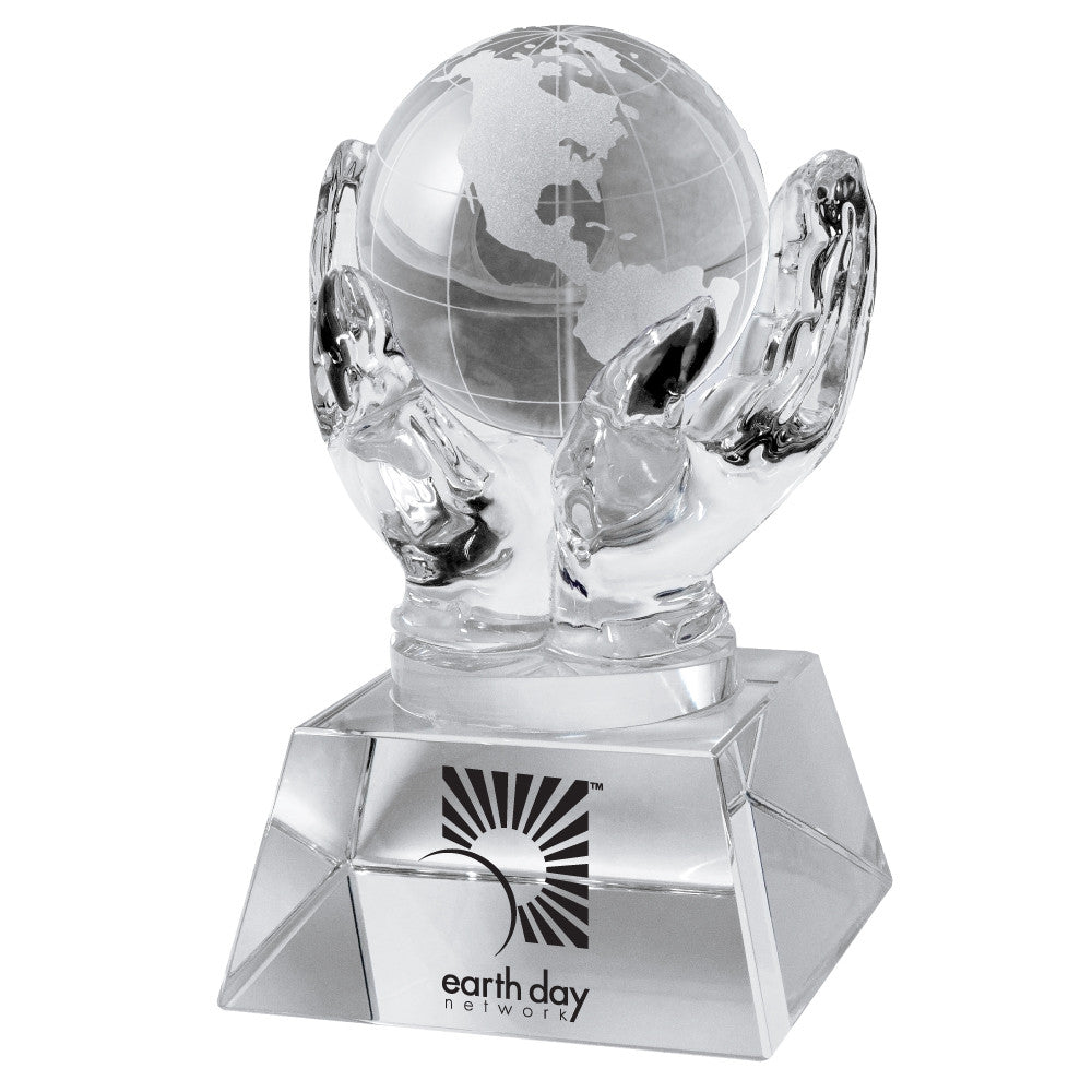 C-1392C  CRYSTAL HANDS HOLDING GLOBE (CLEAR)