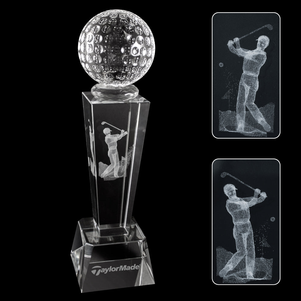 C-196GO  3-D CRYSTAL SPORTS TROPHY-GOLF