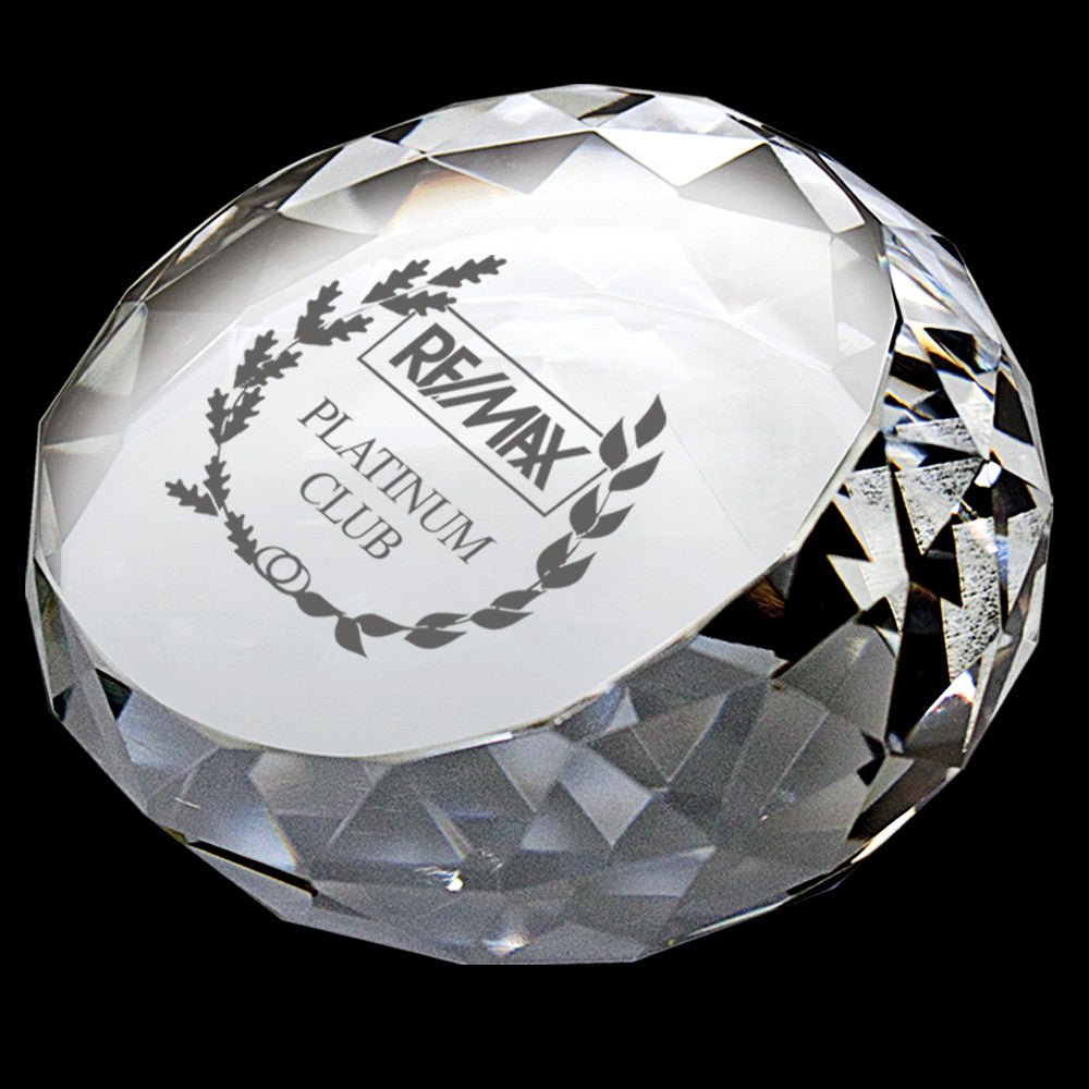 C-330  ROUND DIAMOND CRYSTAL PAPERWEIGHT