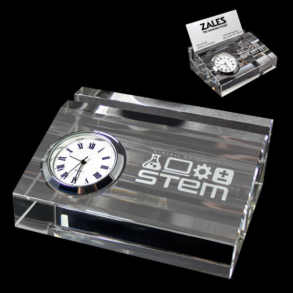 C-3641  CRYSTAL CARD HOLDER WITH CLOCK