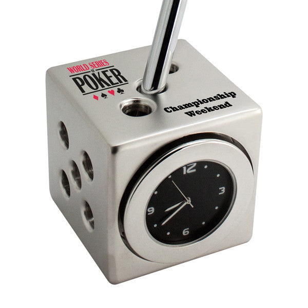 MI-07047  DICE CLOCK PEN HOLDER (PEN NOT INCLUDED)