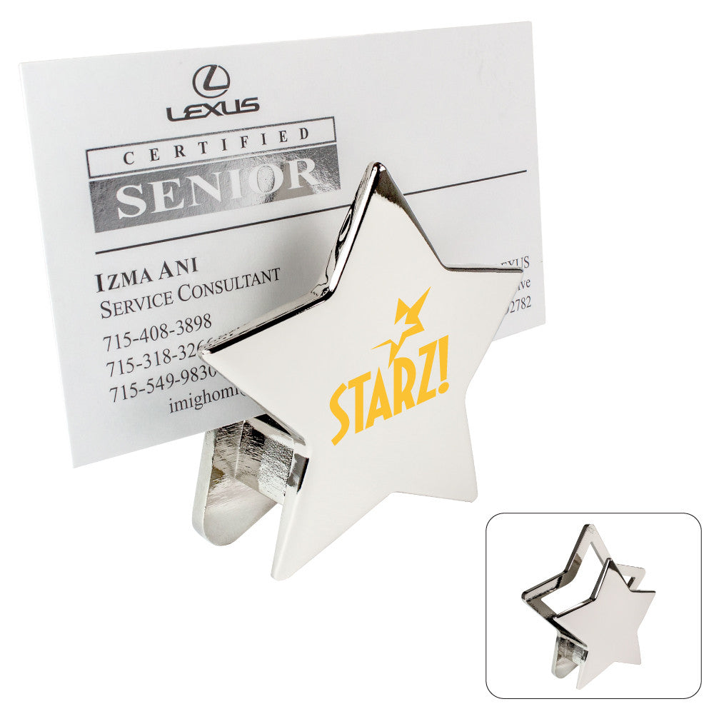 MI-1550  CHROME METAL STAR MEMO/CARD HOLDER