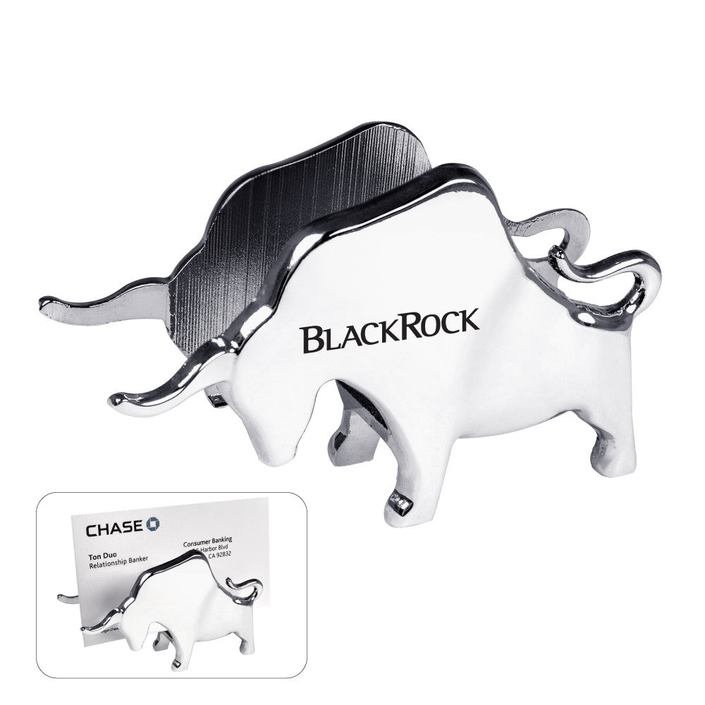 MI-1551  CHROME METAL BULL MEMO/CARD HOLDER