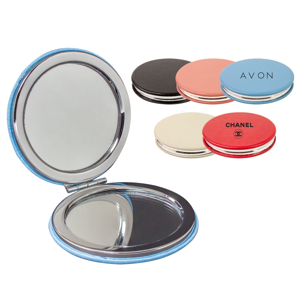 MI-1857 PU LEATHER ROUND COMPACT MIRROR