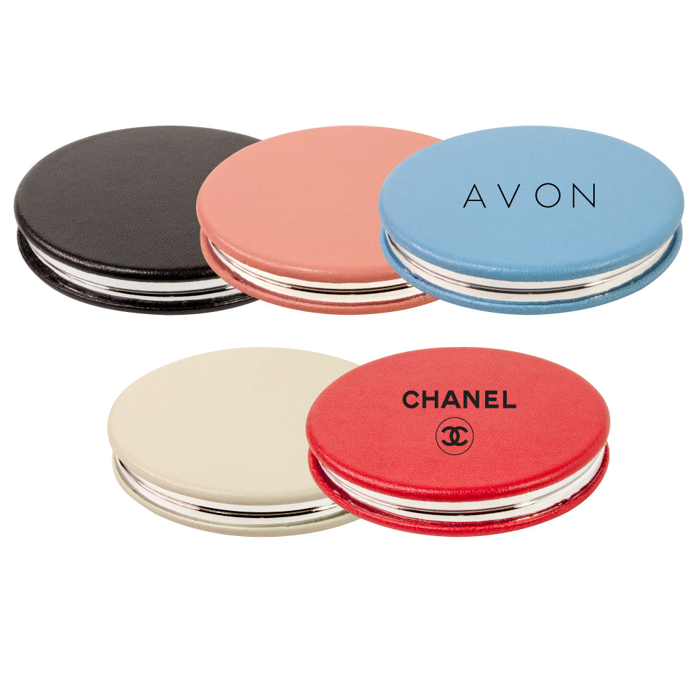 MI-1857  PU LEATHER ROUND COMPACT MIRROR