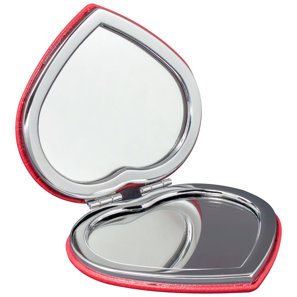 MI-1858  PU LEATHER HEART COMPACT MIRROR