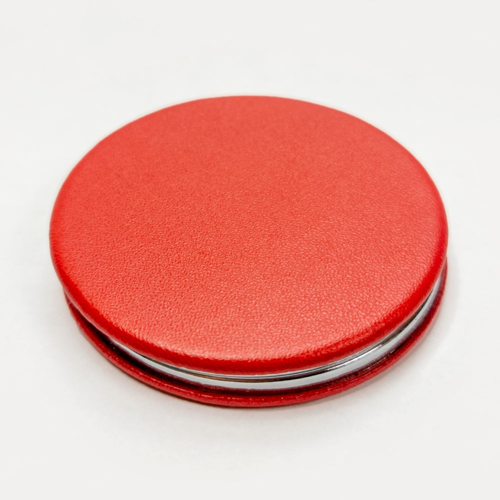 MI-1857  PU LEATHER ROUND COMPACT MIRROR