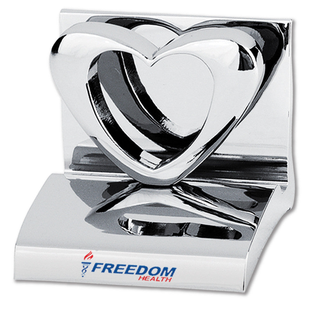 MI-3668HT  CHROME METAL BUSINESS CARD HOLDER - HEART