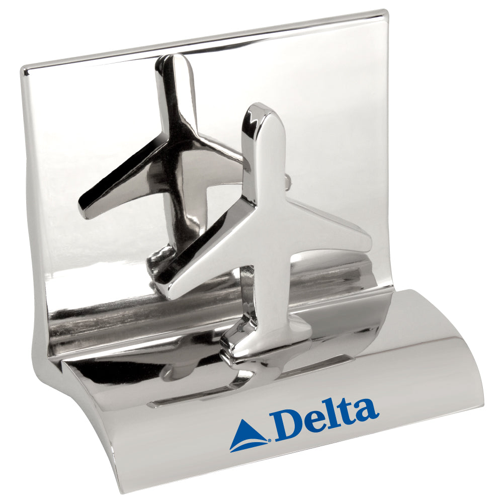 MI-3668AR  CHROME METAL BUSINESS CARD HOLDER - AIRPLANE