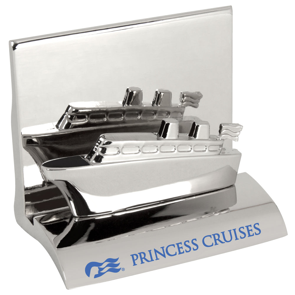 MI-3668CS  CHROME METAL BUSINESS CARD HOLDER - CRUISE SHIP