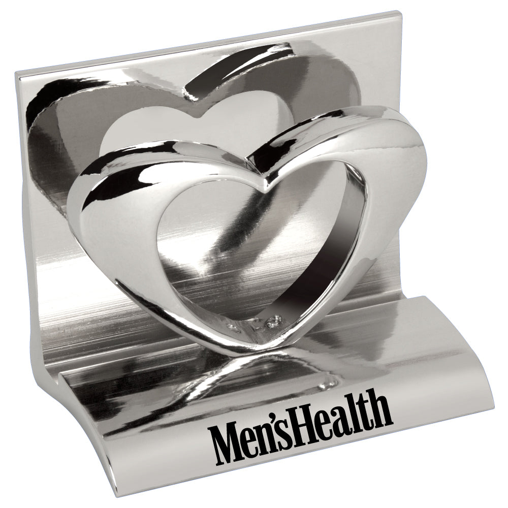 MI-3668HT  CHROME METAL BUSINESS CARD HOLDER - HEART