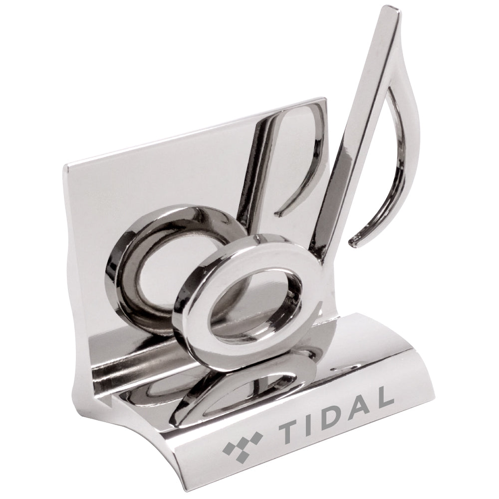 MI-3668MN  CHROME METAL BUSINESS CARD HOLDER - MUSIC NOTE