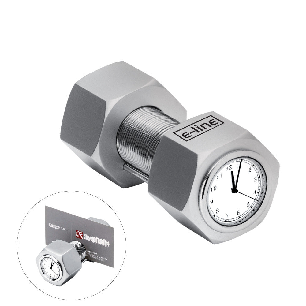 MI-4141  METAL NUT & BOLT CLOCK W/ CARD HOLDER