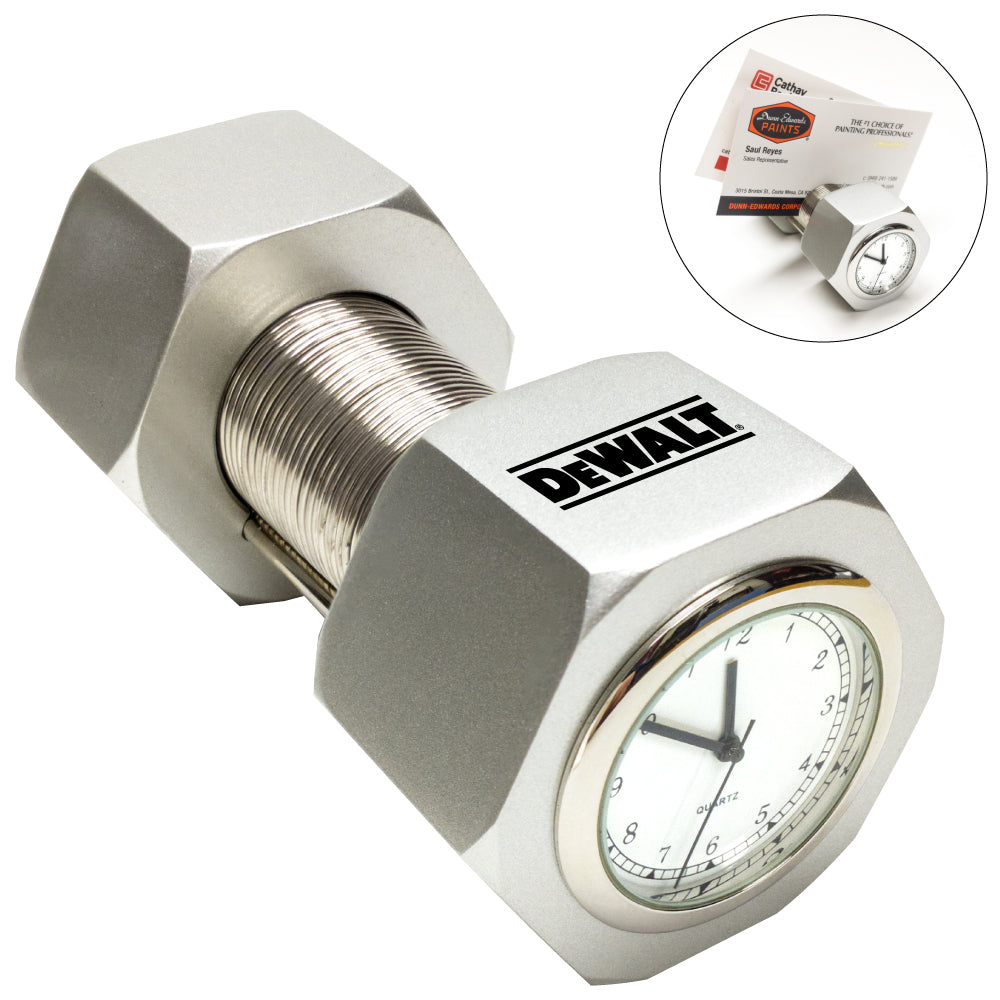 MI-4141  METAL NUT & BOLT CLOCK W/ CARD HOLDER