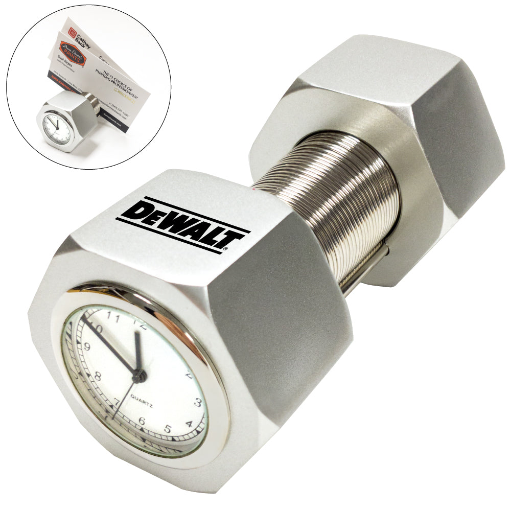 MI-4141  METAL NUT & BOLT CLOCK W/ CARD HOLDER