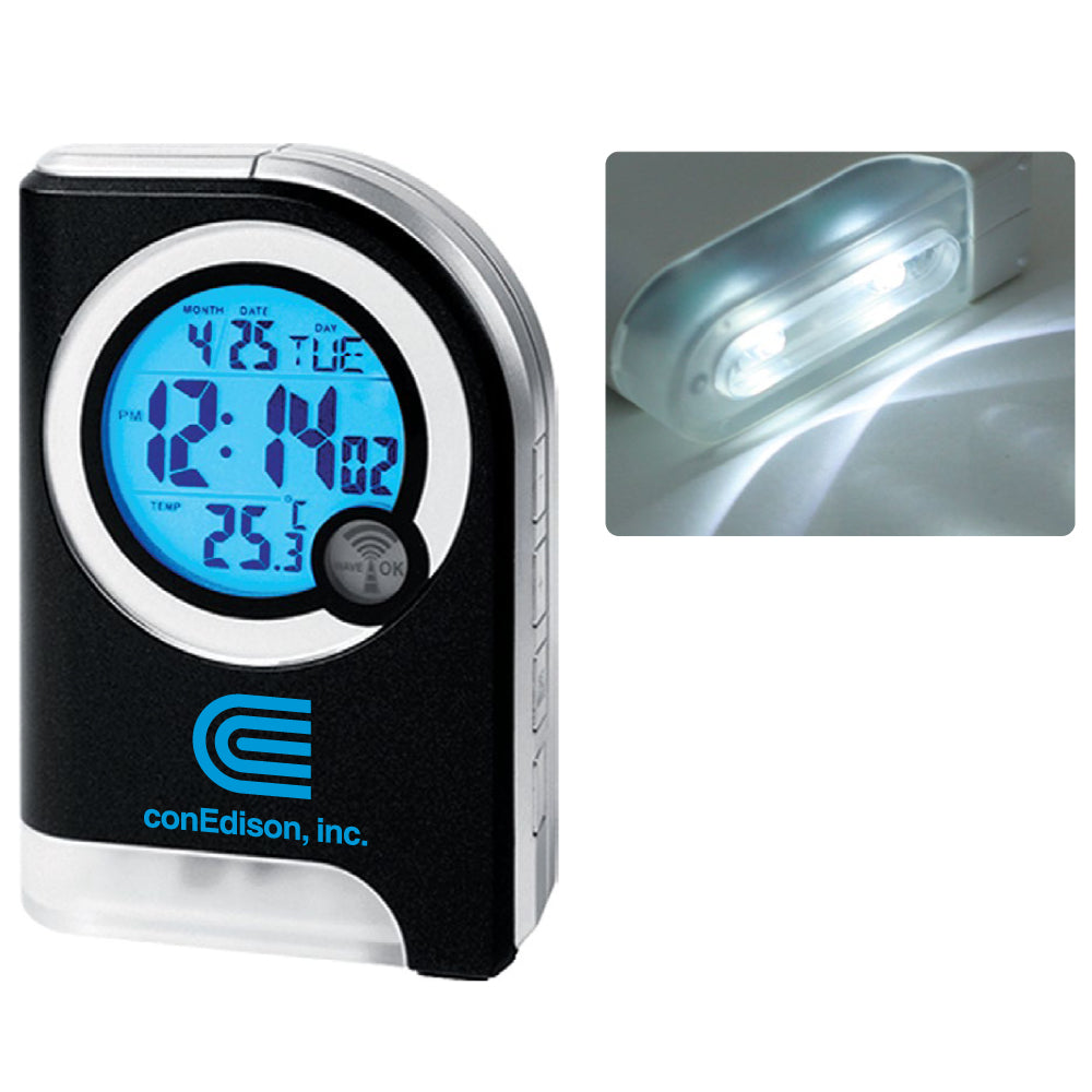 MI-4880  ATOMIC TRAVEL ALARM CLOCK WITH TORCH LIGHT