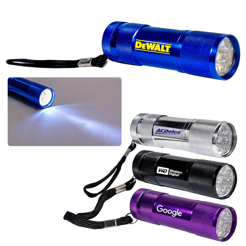 MI-6603  SUPER BRIGHT 9 LED BLUE ALUMINUM TORCH