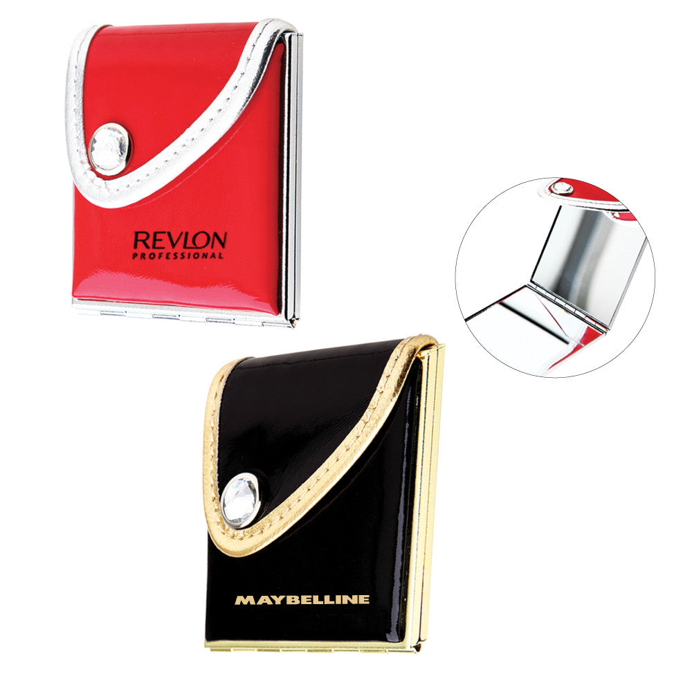 MI-8225BK/RD  PURSE COMPACT MIRROR IN SOFT PU LEATHER