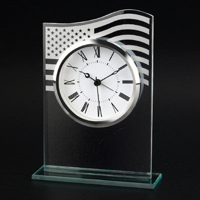 MI-838  US FLAG GLASS CLOCK