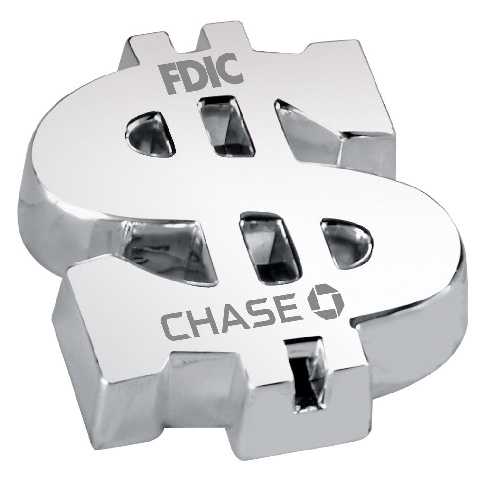 MI-8539/L  SILVER PLATED DOLLAR SIGN PAPERWEIGHT